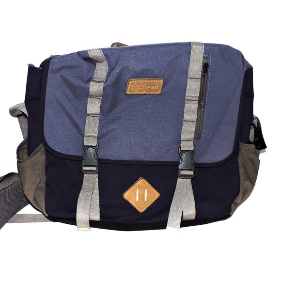 LL Bean Color Block Messenger Bag Multi Compartments Travel School Work - Picture 1 of 6
